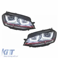 Fényszórókészlet VW Golf VII (7) 12-17 DRL U-Type GTI Fekete/Piros H7/H7 motorral-image-6290679