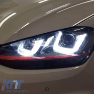 Fényszórókészlet VW Golf VII (7) 12-17 DRL U-Type GTI Fekete/Piros H7/H7 motorral-image-6290683