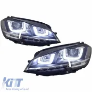 Fényszórókészlet VW Golf VII (7) 12-17 U-Type DRL & LED dinamikus irányjelző GTI R-Line Look fekete H7/H7 motorral-image-6290704