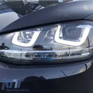 Fényszórókészlet VW Golf VII (7) 12-17 U-Type DRL & LED dinamikus irányjelző GTI R-Line Look fekete H7/H7 motorral-image-6290711