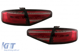 Feux arrière LED pour Audi A4 B8 Sedan 2012-2015 Rouge Transparent Virage Dynamiques-image-6109941
