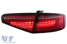 Feux arrière LED pour Audi A4 B8 Sedan 2012-2015 Rouge Transparent Virage Dynamiques-image-6109946