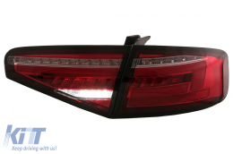 Feux arrière LED pour Audi A4 B8 Sedan 2012-2015 Rouge Transparent Virage Dynamiques-image-6109949