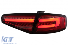 Feux arrière LED pour Audi A4 B8 Sedan 2012-2015 Rouge Transparent Virage Dynamiques-image-6109955