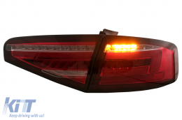 Feux arrière LED pour Audi A4 B8 Sedan 2012-2015 Rouge Transparent Virage Dynamiques-image-6109958