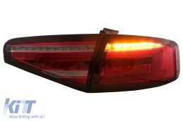 Feux arrière LED pour Audi A4 B8 Sedan 2012-2015 Rouge Transparent Virage Dynamiques-image-6109959