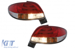 Feux arrière LED pour Peugeot 206 Berline 3 / 5 Portes 1998-2004 Rouge Blanc-image-6112621