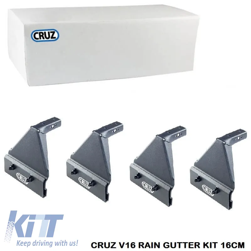 Fixation Kit suitable for Roof Bars & Racks CRUZ LCV 933-072 Raingutter Universal V16 16cm Set of 4 Pieces