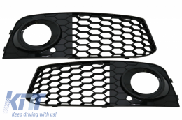 Fog Lamp Covers Side Grilles Suitable for Audi A4 B8 8K (2007-2011) RS4 Look GLOSSY Black Edition - SGAUA4B8PB