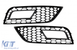 Fog Lamp Covers suitable for Audi A4 B8 Facelift (2012-2015) RS4 Design Black - SGAUA4B8FRS4BTT