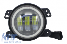 Fog Lights 4 Inch Full LED Angel Eye suitable for Jeep Wrangler JK TJ LJ (2007-2017)-image-6022598