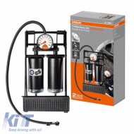 Foot Pump Double With Pressure Gauge 7Bar 100psi Osram OFP20ESN