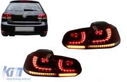 Fotistiká Píso Fóta FULL LED katállhla gia VW Golf 6 VI (2008-2013) R20 Schediasmós Dunamikó Sequential Turning Light Kerasí Kókkino (LHD kai RHD)-image-6127199