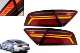 Fotistiká Píso Fóta LED Light Bar katállhla gia Audi A7 4G (2010-2014) Ananéosh Schediasmós Kerasí Kókkino Kapnós-image-6079249