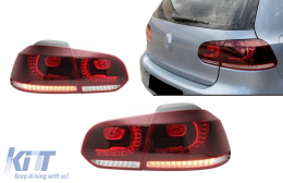 Fotistiká Píso Fóta Plírhs LED katállhla gia VW Golf 6 VI (2008-2013) Kerasí Kókkino R20 GTI Schediasmós (LHD kai RHD)-image-6127200