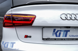 Fotistiká Píso Fóta Plírhs LED katállhla gia Audi A6 4G C7 Limouzína (2011-2014) Red Diáfano Ananéosh Schediasmós with Sequential Dunamikó Fotismós strofís-image-6068580