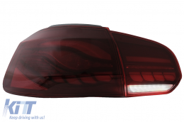 Fotistiká Píso Fóta Plírhs LED katállhla gia VW Golf 6 VI (2008-2013) Kókkinos Kapnós me diadochiká Dunamikó Fotismós strofís (LHD kai RHD)-image-6082695