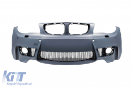 Front 1M bumper suitable for BMW 1 Series E87 2008-2011 with fog lights, left + right-image-6265876