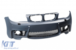 Front 1M bumper suitable for BMW 1 Series E87 2008-2011 with fog lights, left + right-image-6265877