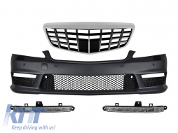 Front A Design bumper type S63, S65 with chrome/black Brabus grille suitable for Mercedes S-Class W221 2006-2013 with daytime running lights - ABMEFX6009829