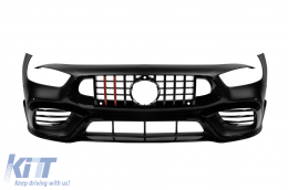 Front A Design GT63 type bumper with black lacquer Brabus type grille with red lines suitable for Mercedes A Design GT 4 Door Coupe after 2019 - ABMEFX6009682