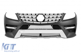 Front A Design Line bumper suitable for Mercedes ML W166 2011-2015 with chrome/black 3-spoke grille - ABMEFX6009471