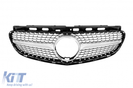 Front A Design Line bumper suitable for Mercedes E-Class W212 Sedan, S212 Estate 2014-2016 with chrome/grey diamond grille-image-6237274