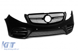 Front A Design Line bumper suitable for Mercedes V-Class W447 2014-2023 with black diamond grille-image-6237386