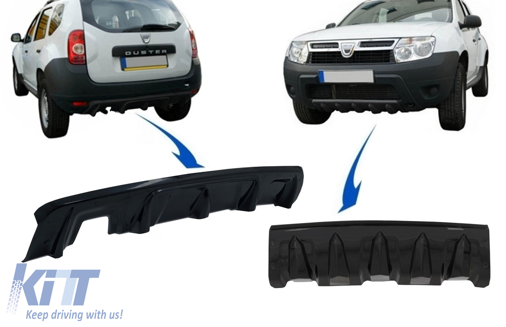 Psychiatrie Buitenlander Verrassend genoeg Front and Rear Bumper Skid Plate Protection suitable for DACIA Duster 4x4 /  4x2 (2010-2017) Piano Black - CarPartsTuning.com