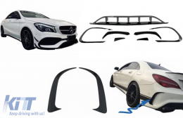 Front and Rear Bumper Splitters Fins Aero Conversion Kit suitable for Mercedes CLA W117 Facelift (2016-2018) CLA45 Design Canards Piano Black - COFBSPMBW117FAMG