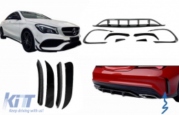 Front and Rear Bumper Splitters Fins Side Vent Flaps Aero Conversion Kit suitable for Mercedes CLA W117 Facelift (2016-2018) CLA45 Design Canards Piano Black - COFBSPMBW117FAMG2