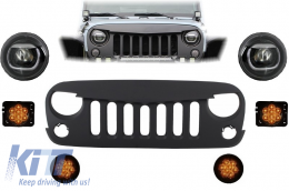 Front Assembly Grille and LED Lights suitable for JEEP Wrangler / Rubicon JK (2007-2017) Angry Bird Design - COFGJEWJKMBL