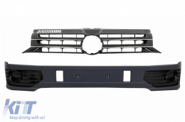 image-22-Front Bumper Add-on Spoiler suitable for VW Transporter Multivan Caravelle T5 T5.1 Facelift (2010-2015) with Badgeless Front Debadged Grille Sportline Design
