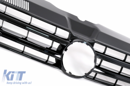 Front Bumper Add-on Spoiler with LED DRL suitable for VW Transporter Multivan Caravelle T5 T5.1 Facelift (2010-2015) and Badgeless Front Debadged Grille Sportline Design-image-6051938