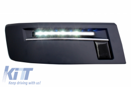 Front Bumper Add-on Spoiler with LED DRL suitable for VW Transporter Multivan Caravelle T5 T5.1 Facelift (2010-2015) and Badgeless Front Debadged Grille Sportline Design-image-6051942