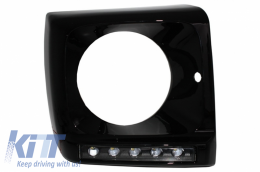 Front Bumper Black Headlights Covers LED DRL suitable for Mercedes G-Class W463 (1989-up) G65 Design-image-6031146