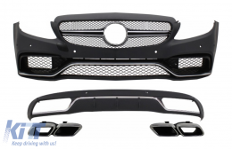 Front Bumper & Diffuser with Muffler Tips Chrome suitable for Mercedes C-Class W205 S205 (2014-2018) C63 Design - COCBMBW205CFB