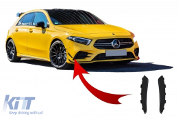 Front Bumper Flaps Side Fins Flacs suitable for Mercedes A Class W177 V177 (04.2018-) A35 Design Black Edition