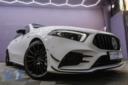 Front Bumper Flaps Side Fins Flacs suitable for Mercedes A Class W177 V177 (04.2018-2022) A35 Design Black Edition-image-6094943