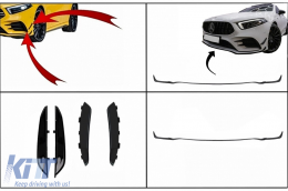 image-28-Front Bumper Flaps Side Fins Flacs suitable for Mercedes A Class W177 V177 (04.2018-2022) with Front Bumper Lip Extension A35 Design Black Edition