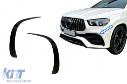 Front Bumper Flaps Side Fins Flics suitable for Mercedes GLE W167 GLE Coupe C167 (2019-up) only for AMG Sport line bumper GLE53 Design Piano Black - FFOBGLEW167