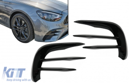 Front Bumper Flaps Side Fins Flics suitable for Mercedes E-Class W213 S213 C238 A238 Facelift (2020-up) Piano Black for AMG Sport Line - FFOBW213F