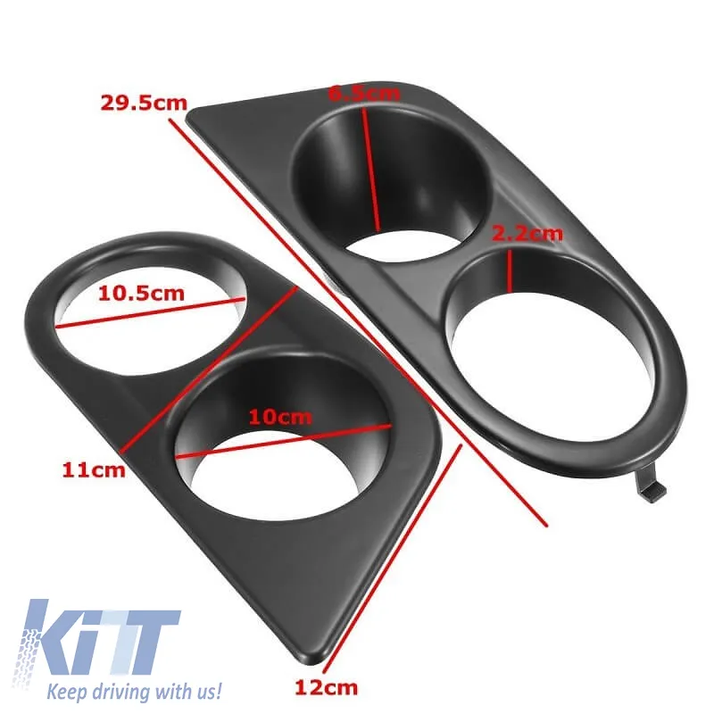 Front Bumper Fog Lamp Cover Side Grill suitable for BMW 3 E46 M3 98-05 Hamman Look Double Black Left & Right 2 Pieces