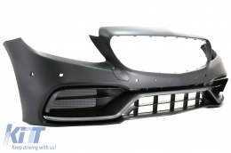 Front Bumper & Grille with Diffuser and Tips suitable for Mercedes C-Class W205 S205 AMG Sport Line (2014-2020) C63S Design-image-6064658