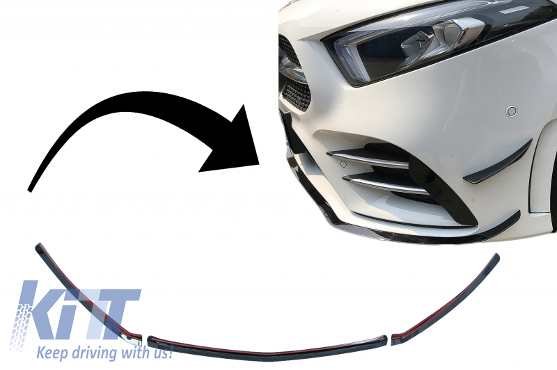 Auto Frontspoiler Lippe Kit für Me-rcedes Be-nz A Class W177 V177  2018-2023, ABS Frontstoßstange Kinn Splitter Wing Spoiler Lippen Körper  Protector