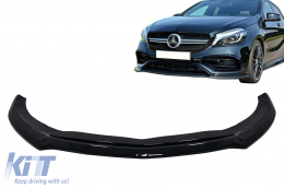 Front Bumper Lip Extension suitable for Mercedes A-Class W176 AMG Facelift (2015-2018) Piano Black - FBLMBW176A