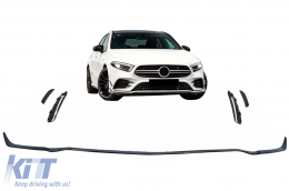 Front Bumper Lip Extension suitable for Mercedes A-Class W177 V177 Sport-Line / A35 (04.2018-2022) Black - FBLMBW177AMG