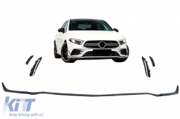 Front Bumper Lip Extension suitable for Mercedes A-Class W177 V177 (04.2018-up) A35 Design Black Edition - FBLMBW177AMG