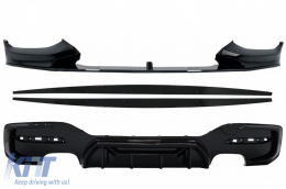 Front Bumper Lip Spoiler suitable for BMW 1 Series F20 F21 LCI (2015-2019) with Rear Bumper Spoiler Valance Diffuser and Side Skirts Extensions Hatchback M Sport Piano Black - COFBSBMF20LMPBDOB