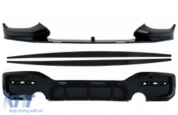 Front Bumper Lip Spoiler suitable for BMW 1 Series F20 F21 LCI (2015-2019) with Rear Bumper Spoiler Valance Diffuser and Side Skirts Extensions Hatchback M Sport Piano Black - COFBSBMF20LMPDSOB